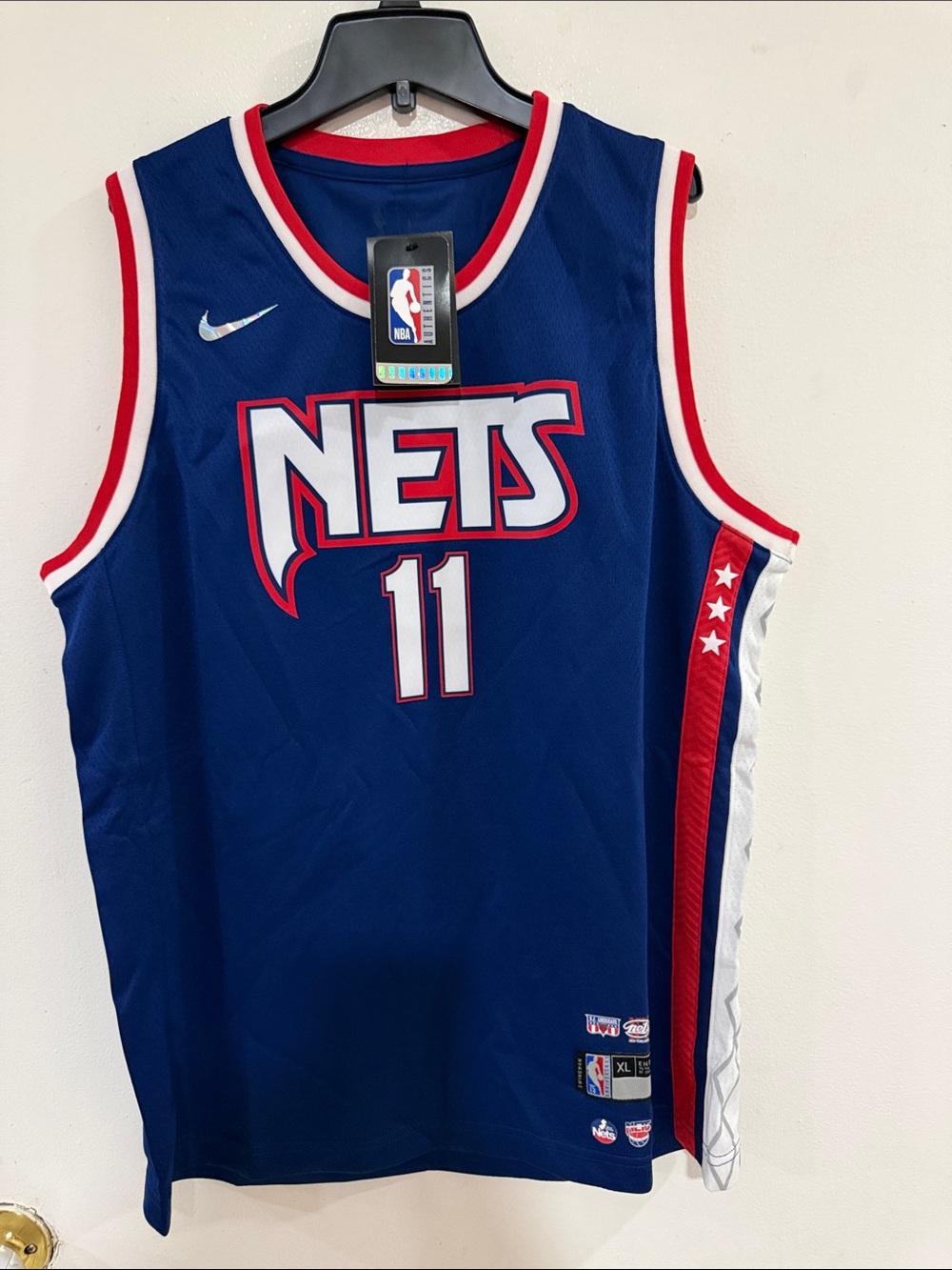 Nike Irving Blue Brooklyn Nets #11  Jersey with Red & White Trim